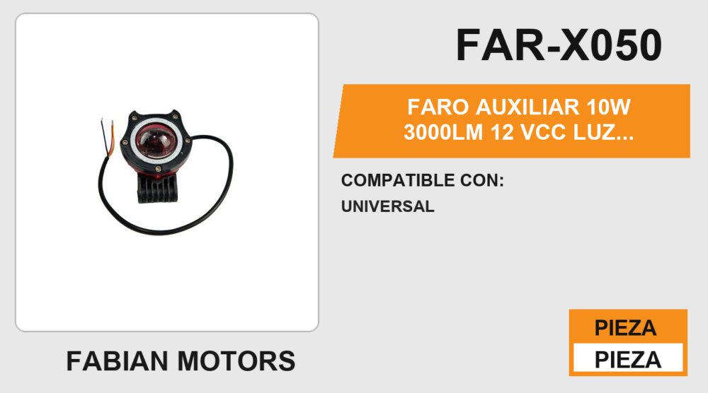 FARO AUXILIAR 10W 3000LM 12Vcc LUZ BLANCA