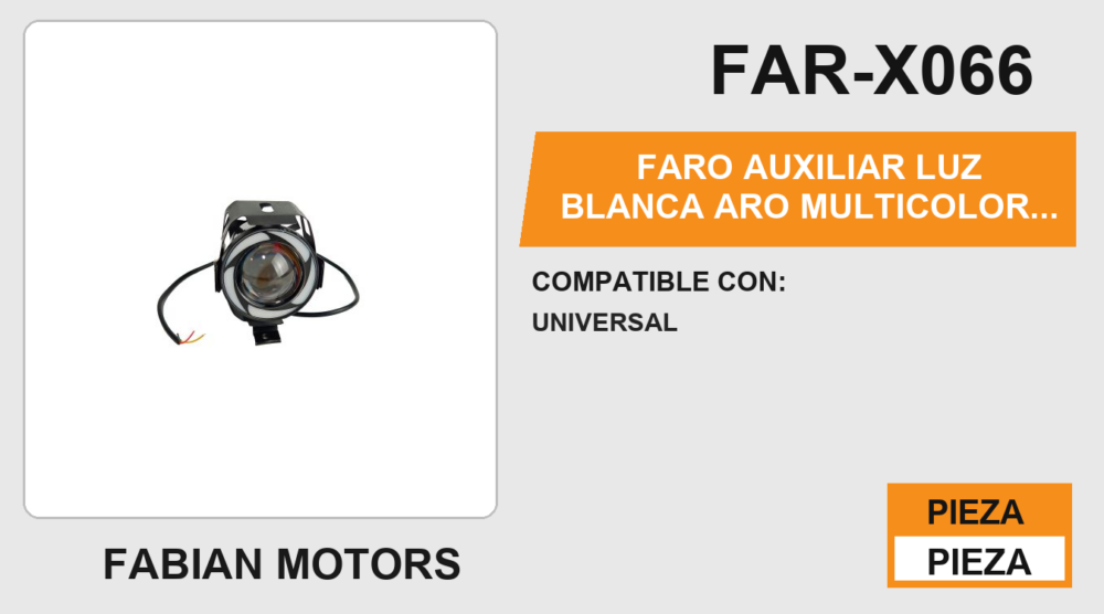 FARO AUXILIAR LUZ BLANCA ARO MULTICOLOR 12Vcc 1200LM