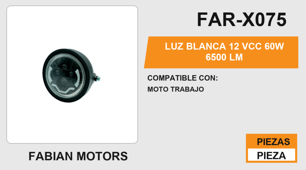 LUZ BLANCA 12 Vcc 60W 6500 LM