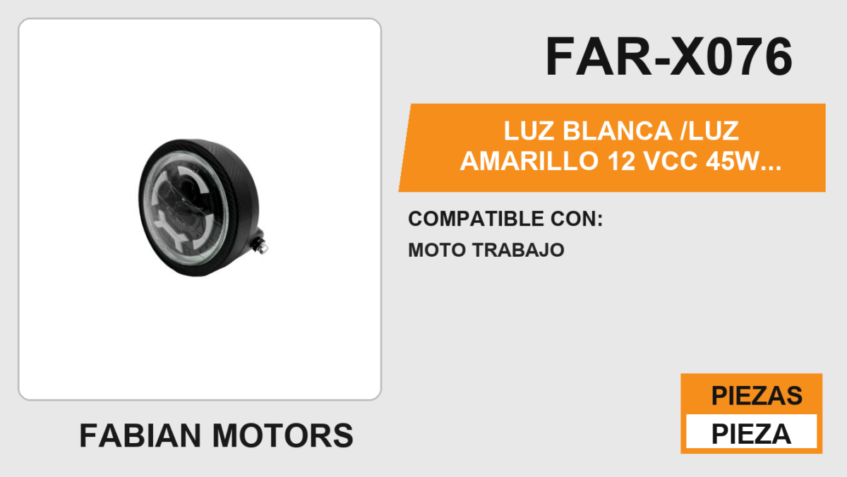 LUZ BLANCA /LUZ AMARILLO 12 Vcc 45w 5000LM
