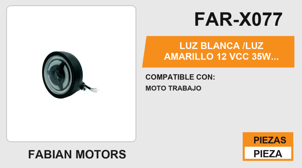 LUZ BLANCA /LUZ AMARILLO 12 Vcc 35w 3800LM