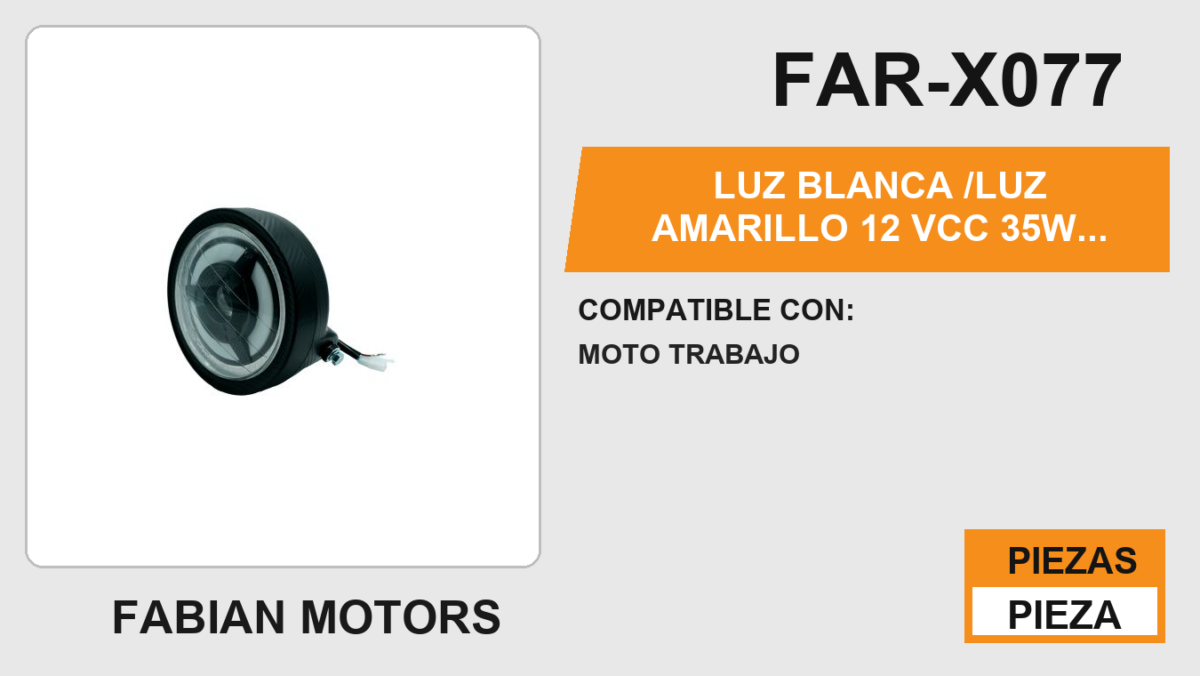 LUZ BLANCA /LUZ AMARILLO 12 Vcc 35w 3800LM