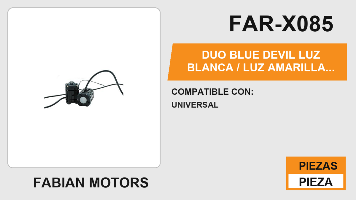 DUO BLUE DEVIL LUZ BLANCA / LUZ AMARILLA / LUZ  AZUL /STROBO BLANCO/ AZUL 12 Vcc 30W