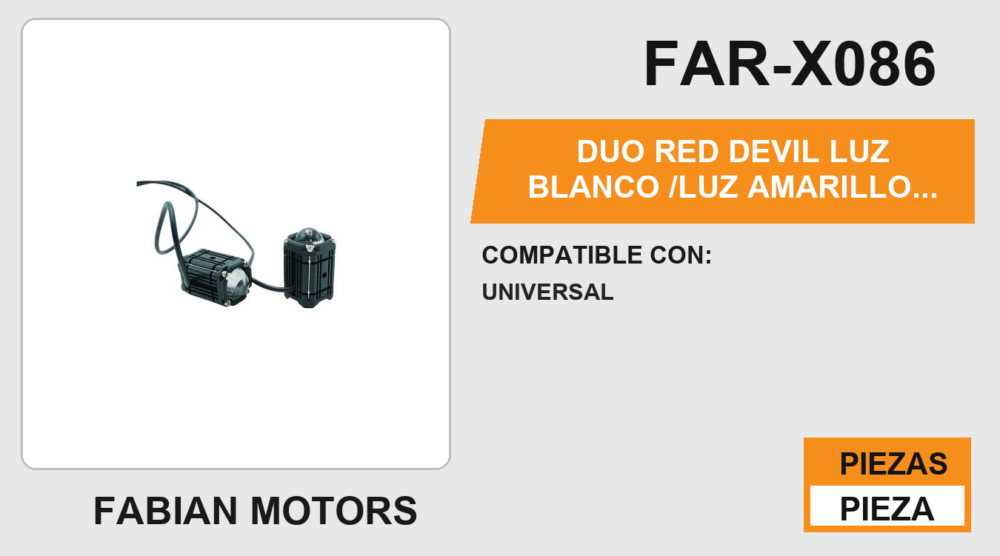 DUO RED DEVIL LUZ BLANCO /LUZ AMARILLO /LUZ ROJA /STROBO ROJA /BLANCO 30W 12 Vcc