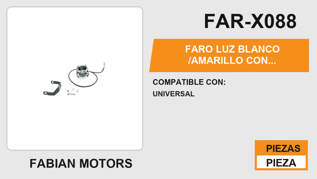 FARO LUZ BLANCO /AMARILLO CON STORBO/LUZ ROJA  12 Vcc 10 W 1000 LM