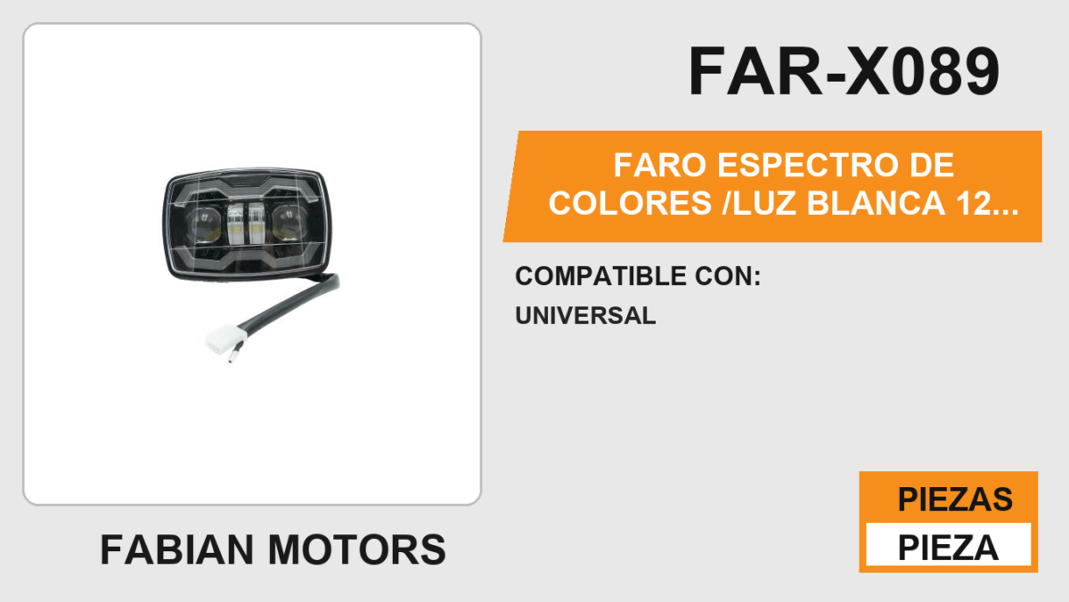FARO ESPECTRO DE COLORES /LUZ BLANCA 12 Vcc 35W 3500LM