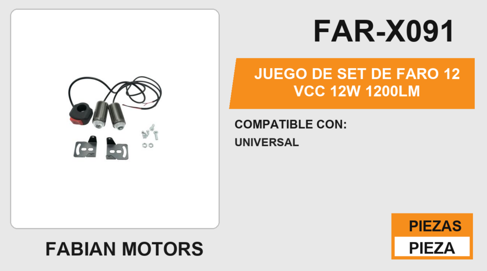 JUEGO DE SET DE FARO  12 Vcc 12W 1200LM