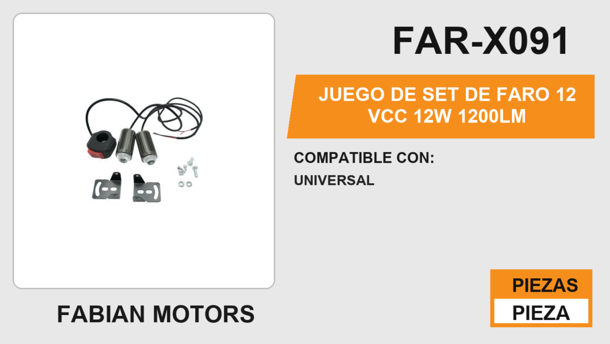 JUEGO DE SET DE FARO  12 Vcc 12W 1200LM