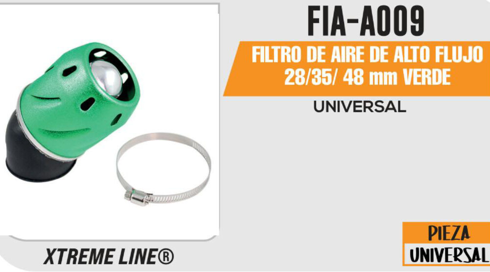 FILTRO DE AIRE DE ALTO FLUJO 28 / 35 / 48mm VERDE