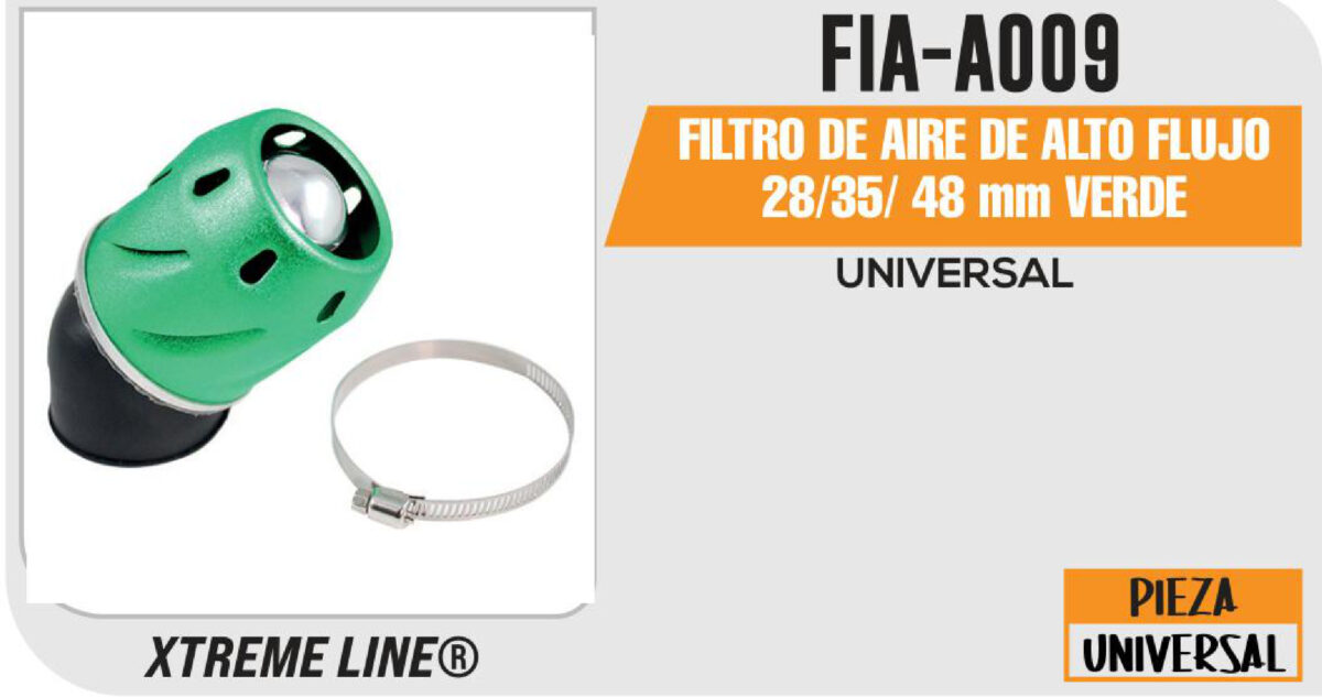 FILTRO DE AIRE DE ALTO FLUJO 28 / 35 / 48mm VERDE