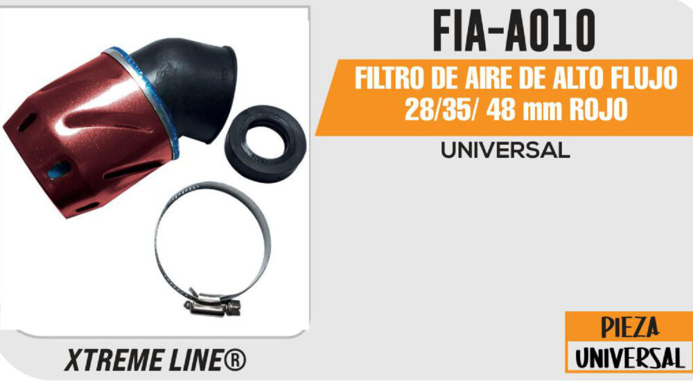 FILTRO DE AIRE DE ALTO FLUJO 28 / 35 / 48mm ROJO