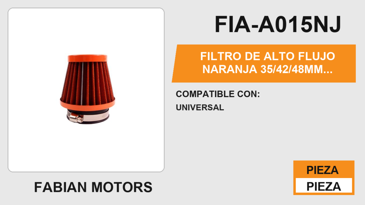 FILTRO DE ALTO FLUJO NARANJA 35/42/48mm XTREME RACING