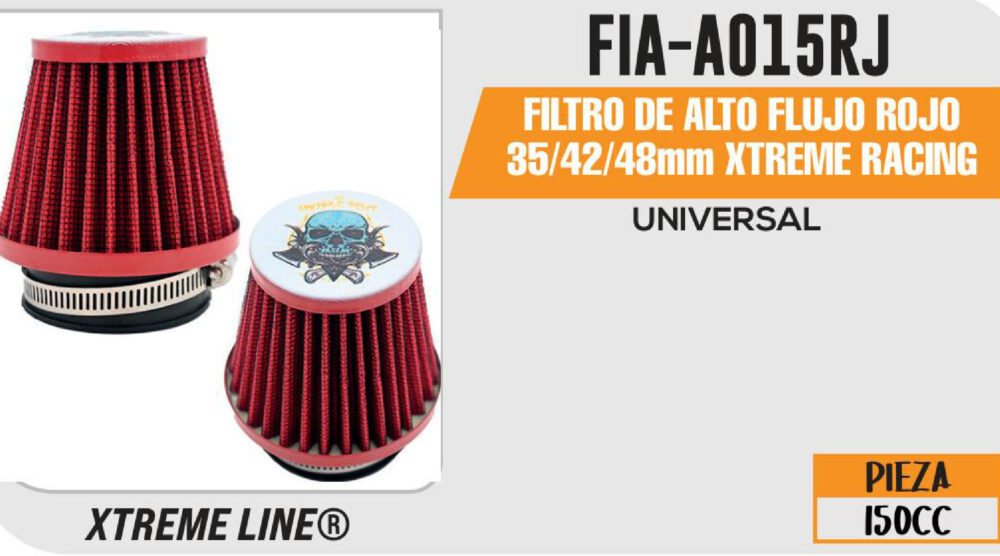 FILTRO DE ALTO FLUJO ROJO 35/42/48mm XTREME RACING
