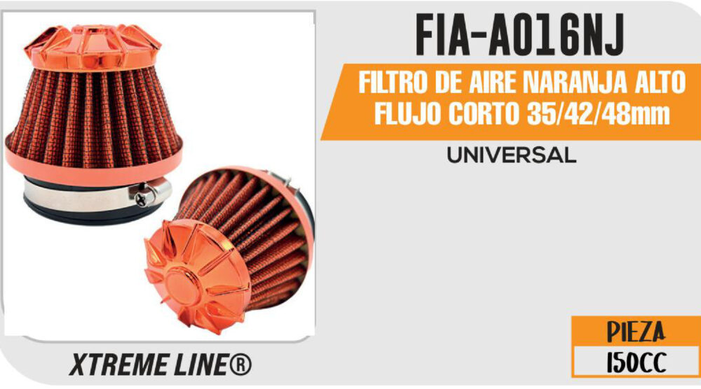 FILTRO DE AIRE NARANJA ALTO FLUJO CORTO 35/42/48mm