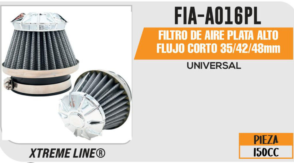 FILTRO DE AIRE PLATA ALTO FLUJO CORTO 35/42/48mm