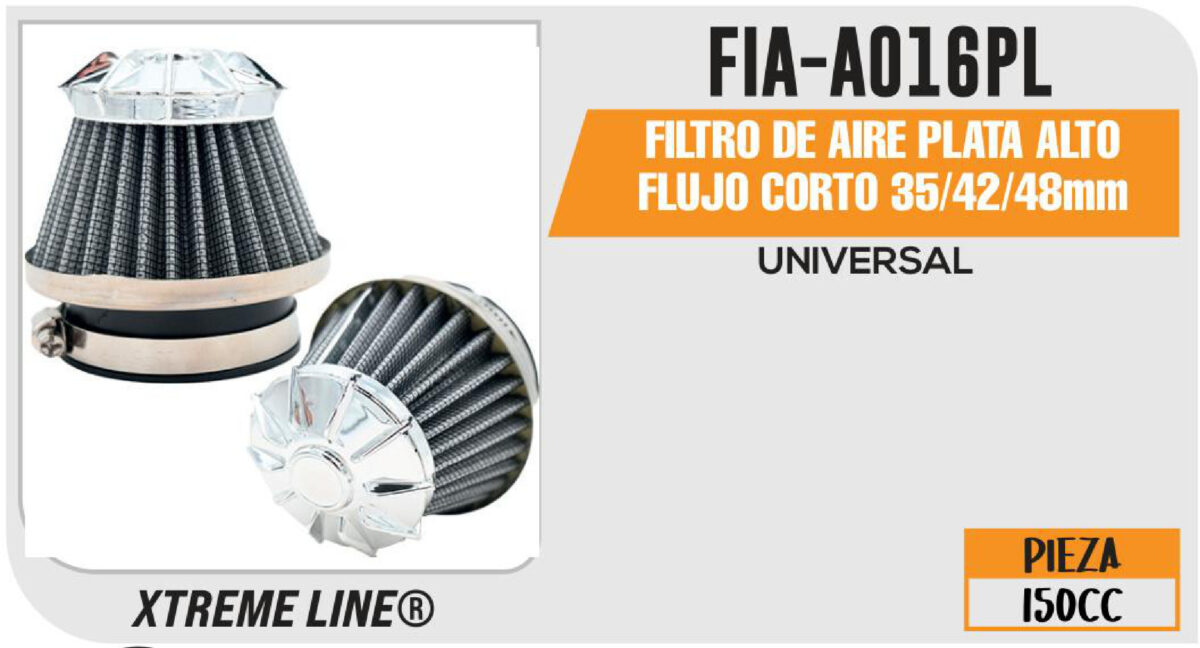 FILTRO DE AIRE PLATA ALTO FLUJO CORTO 35/42/48mm