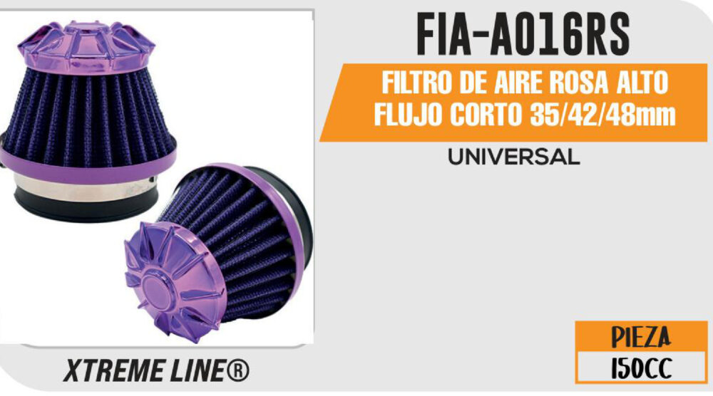 FILTRO DE AIRE ROSA ALTO FLUJO CORTO 35/42/48mm