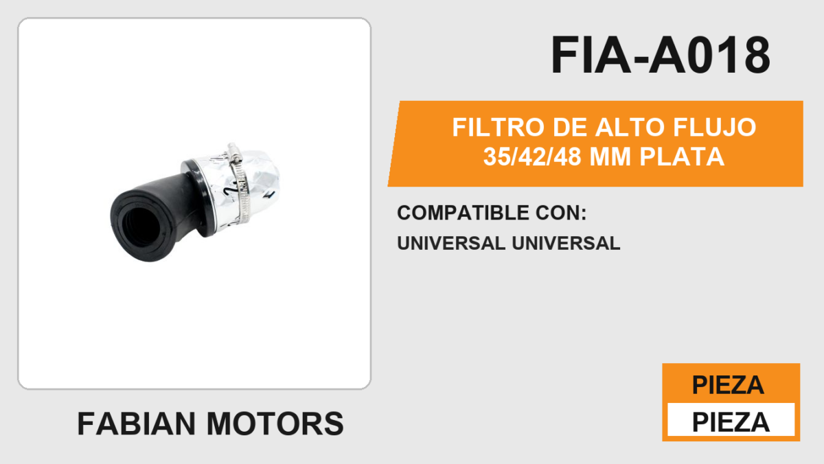 FILTRO DE ALTO FLUJO PLATA 35/42/48 mm