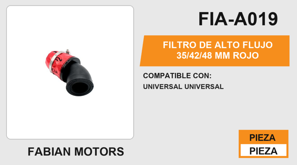 FILTRO DE ALTO FLUJO ROJO 35/42/48 mm