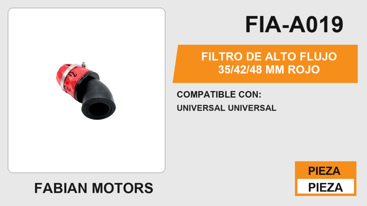 FILTRO DE ALTO FLUJO ROJO 35/42/48 mm