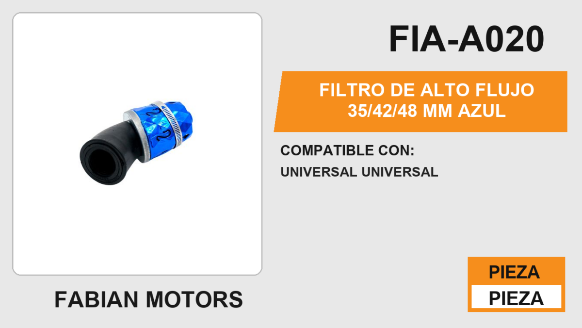 FILTRO DE ALTO FLUJO AZUL 35/42/48 mm