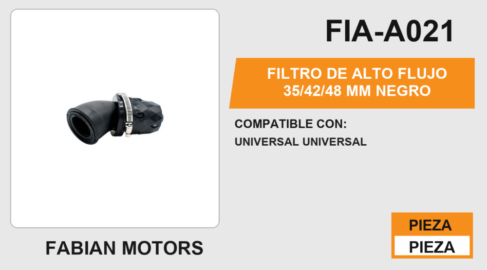 FILTRO DE ALTO FLUJO NEGRO 35/42/48 mm