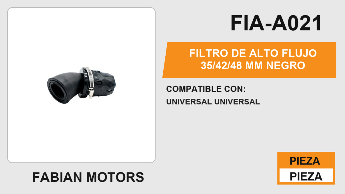 FILTRO DE ALTO FLUJO NEGRO 35/42/48 mm