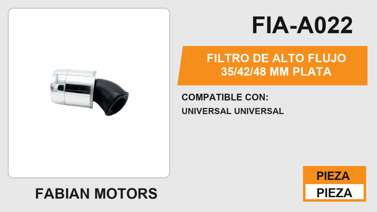 FILTRO DE ALTO FLUJO PLATA 35/42/48 mm