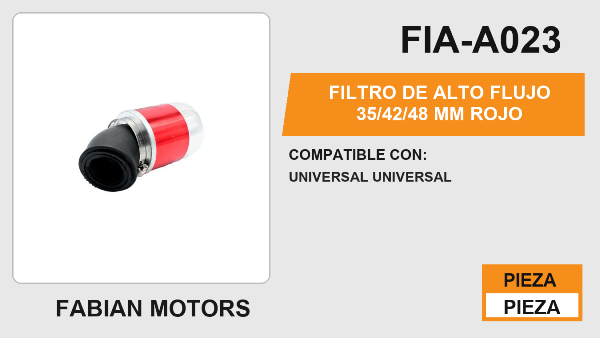 FILTRO DE ALTO FLUJO ROJO 35/42/48 mm