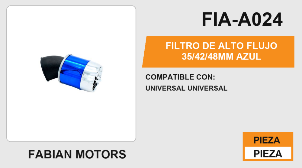 FILTRO DE ALTO FLUJO AZUL 35/42/48mm