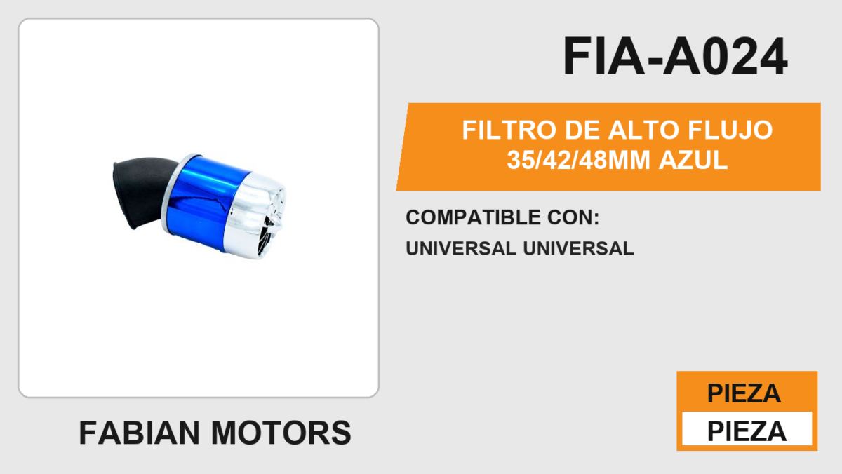 FILTRO DE ALTO FLUJO AZUL 35/42/48mm