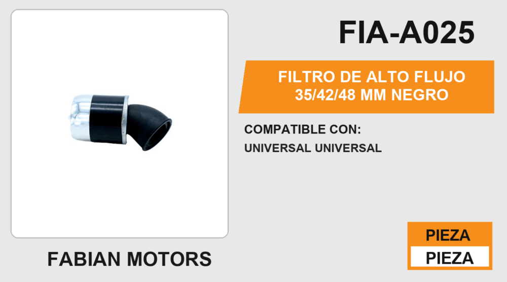 FILTRO DE ALTO FLUJO NEGRO 35/42/48 mm