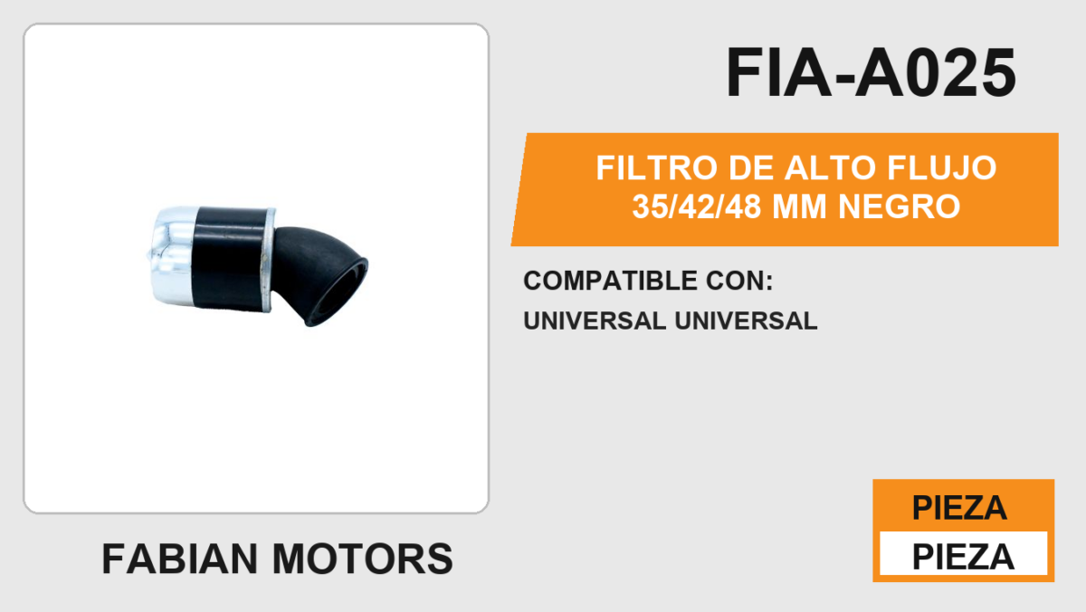 FILTRO DE ALTO FLUJO NEGRO 35/42/48 mm