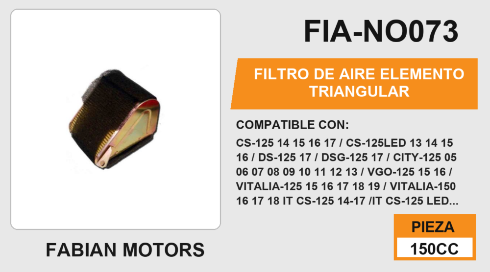 FILTRO DE AIRE ELEMENTO Triangular