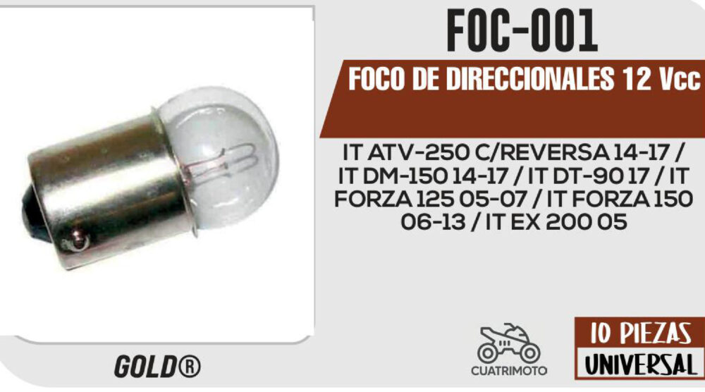 FOCO DE DIRECCIONALES 12Vcc Empaque (10 piezas)