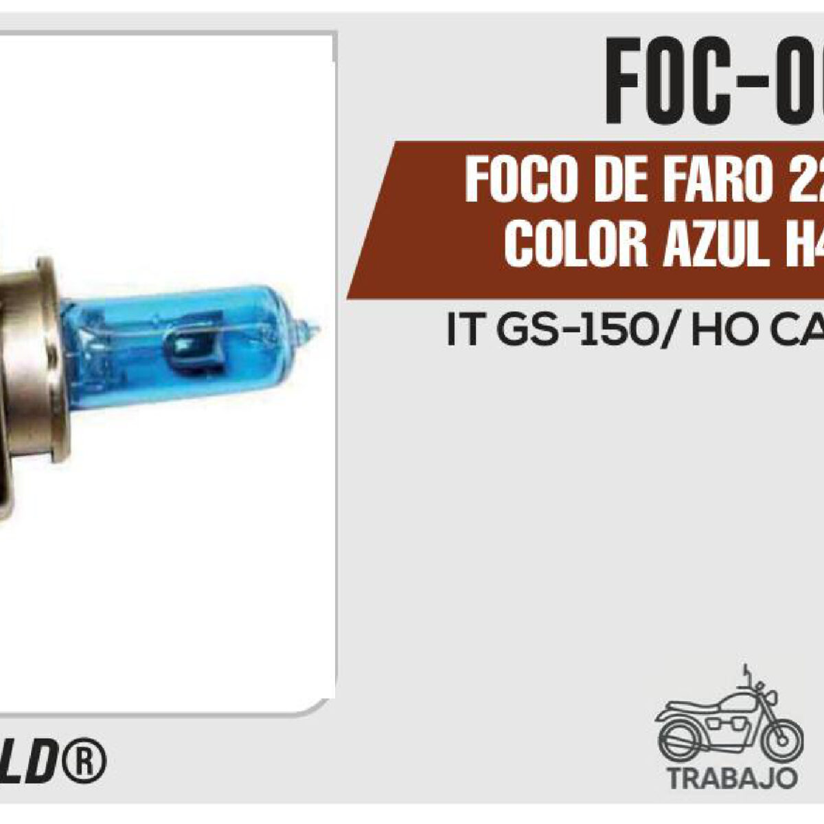 FOCO DE FARO 2204 HS S1 COLOR AZUL H4 12Vcc Empaque (20 Piezas)