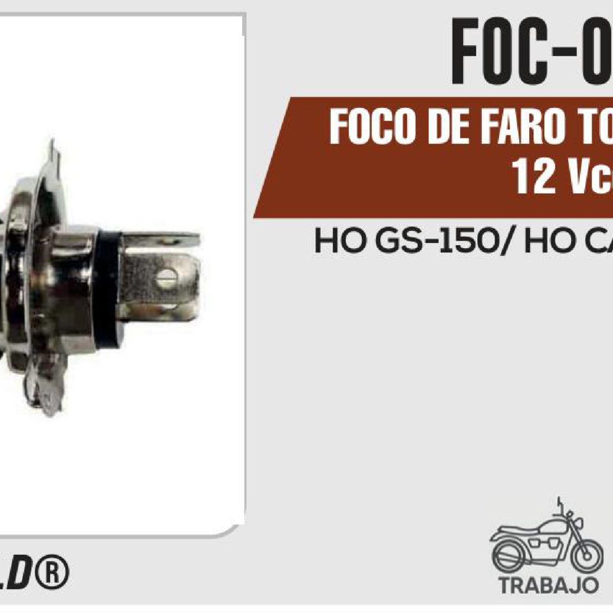 FOCO DE FARO TORNASOL H4 12Vcc Empaque (20 Piezas)