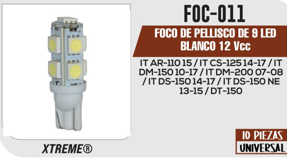 FOCO DE PELLIZCO DE 9 LED BLANCO 12Vcc