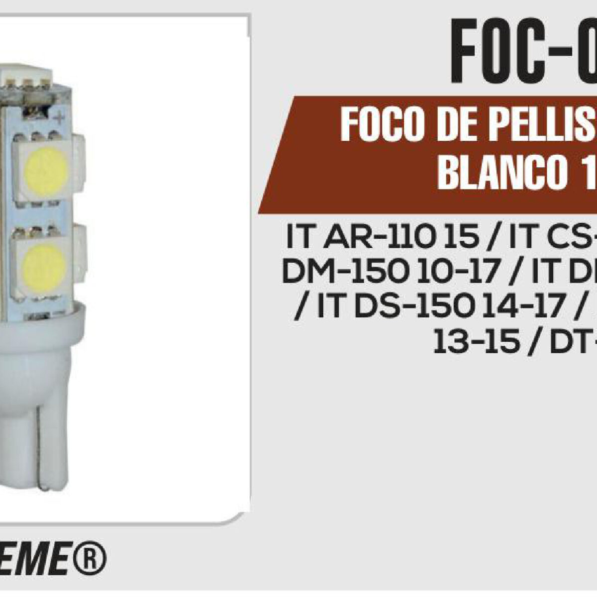 FOCO DE PELLIZCO DE 9 LED BLANCO 12Vcc