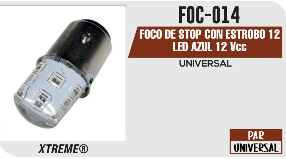FOCO DE STOP CON ESTROBO 12 LED AZUL 12Vcc