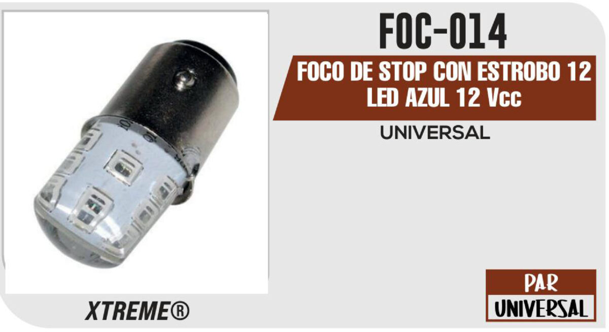 FOCO DE STOP CON ESTROBO 12 LED AZUL 12Vcc