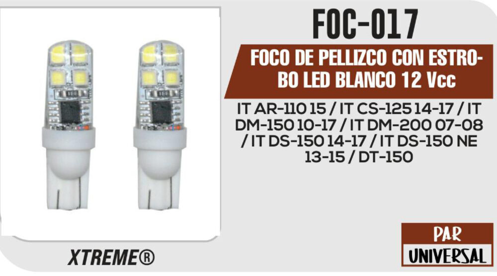 FOCO DE PELLIZCO CON ESTROBO LED BLANCO 12Vcc