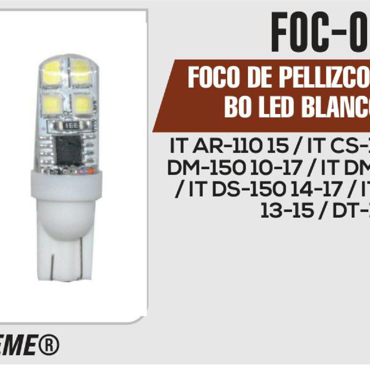 FOCO DE PELLIZCO CON ESTROBO LED BLANCO 12Vcc