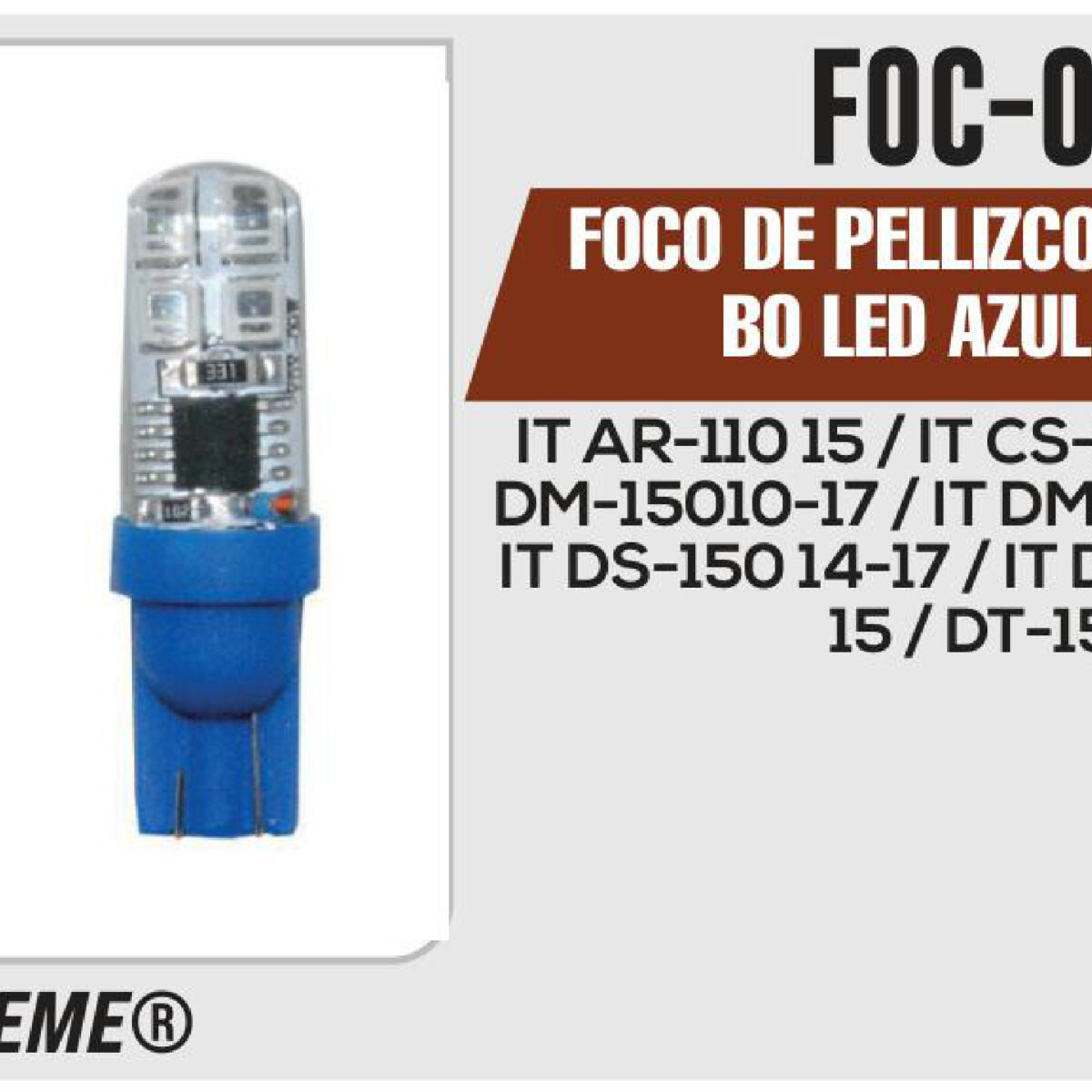 FOCO DE PELLIZCO CON ESTROBO LED AZUL 12Vcc