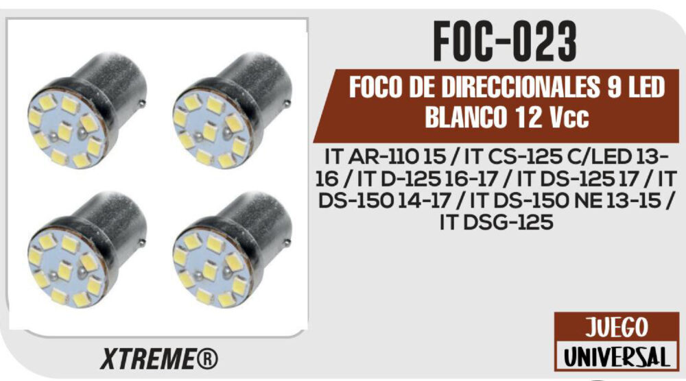 FOCO DE DIRECCIONALES 9 LED BLANCO 12Vcc