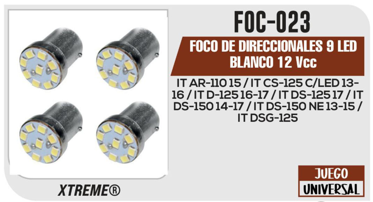 FOCO DE DIRECCIONALES 9 LED BLANCO 12Vcc