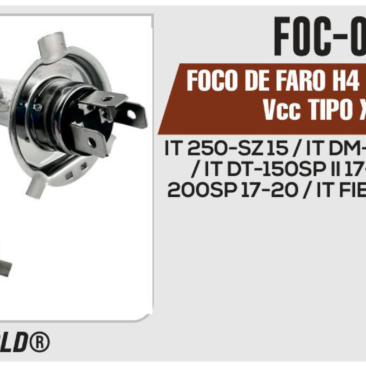 FOCO DE FARO H4 35 / 35 W 12Vcc TIPO XENON Empaque (10 Piezas)