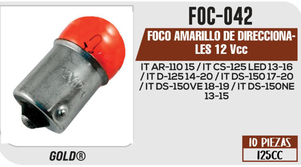 FOCO AMARILLO DE DIRECCIONALES 12Vcc