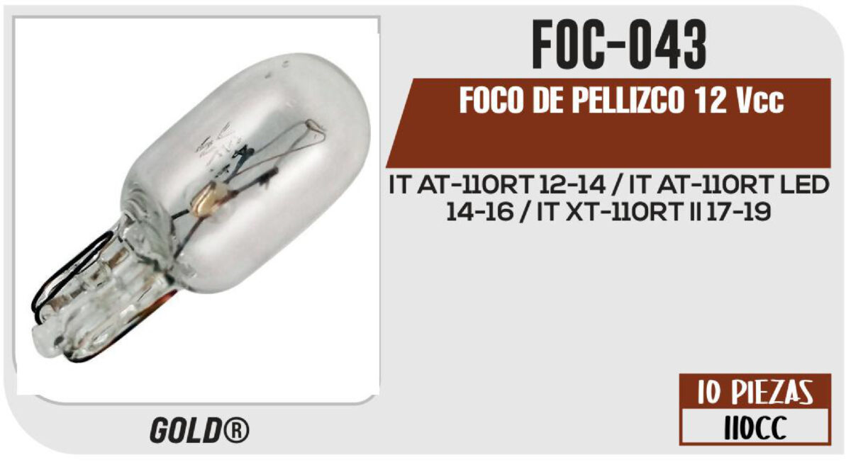 FOCO DE PELLIZCO 12Vcc Empaque (10 piezas)
