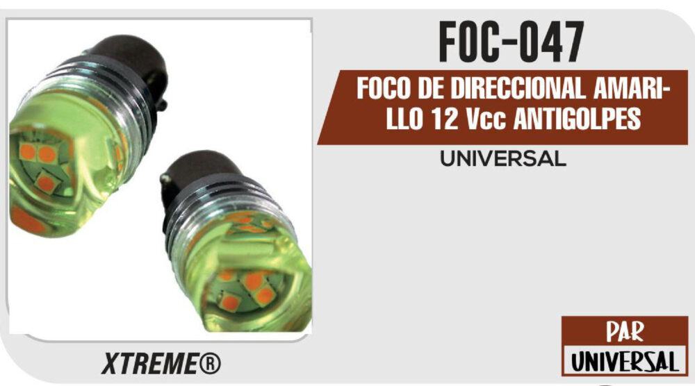 FOCO DE DIRECCIONAL AMARILLO 12Vcc ANTIGOLPES